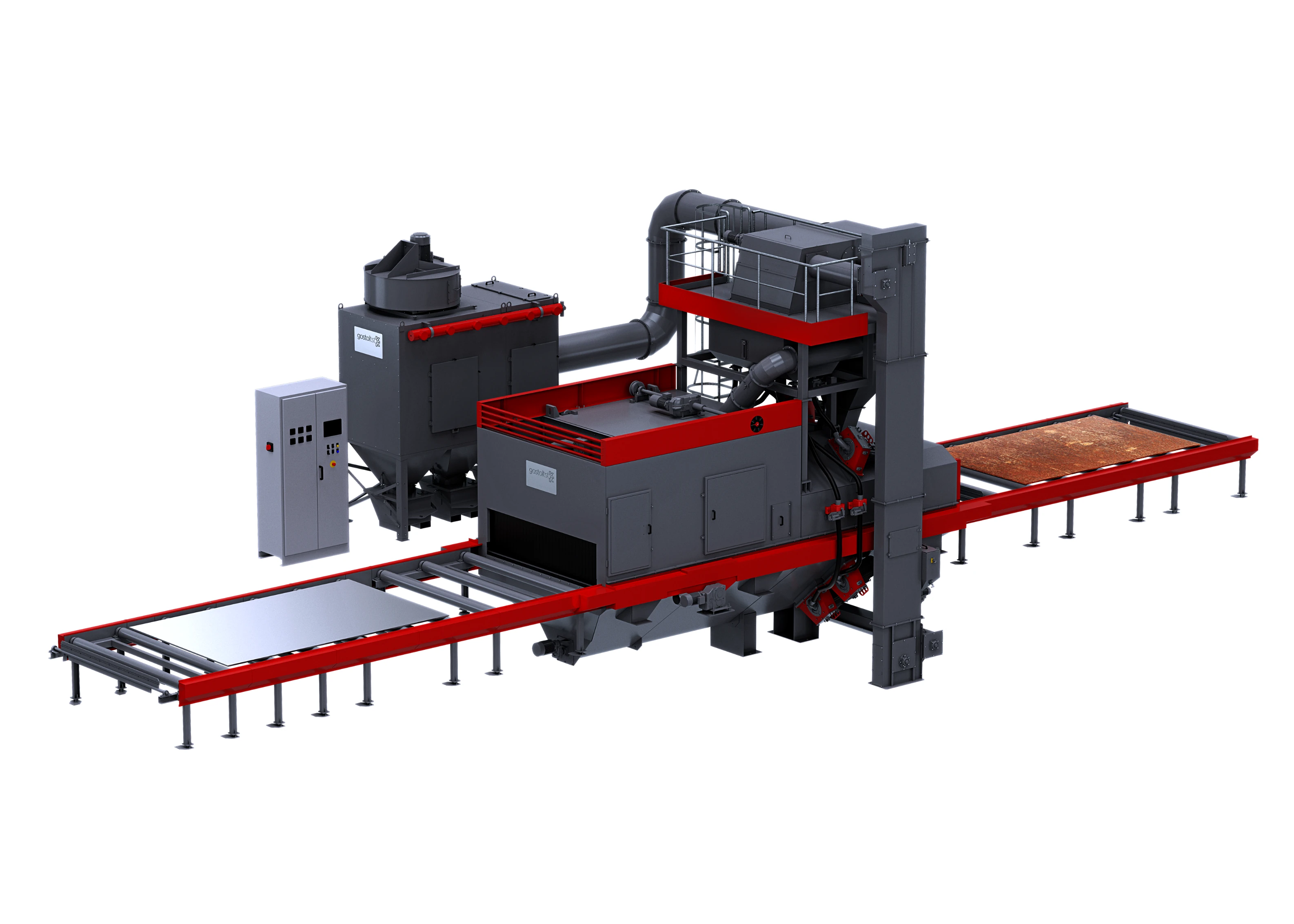 Roller conveyor shot blasting machine